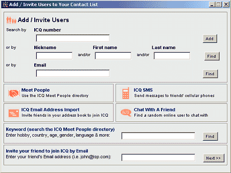 ICQ Global Directory Search Engine