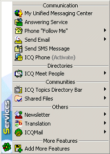 ICQ Services Menu