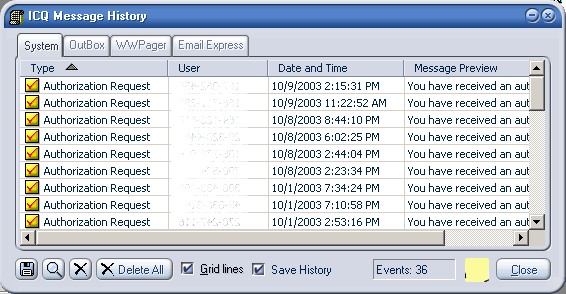 History of Events