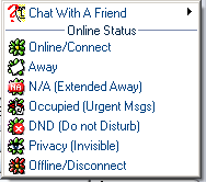 The ICQ Status Options