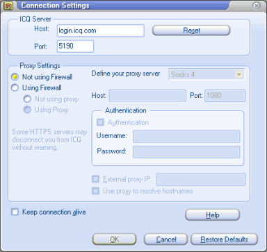 Connection Settings
