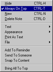 ICQ - Note Menu