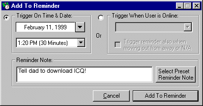 ICQ - Reminder Service Dialog