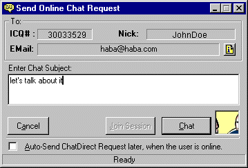 ICQ - Outgoing Chat Request
